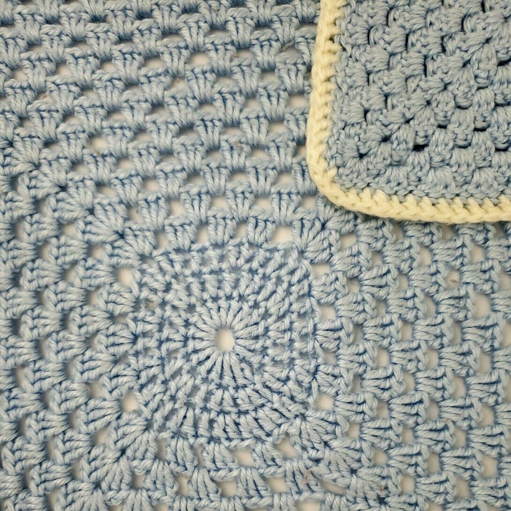 Handmade Crochet Baby Blanket Light 34"x34"